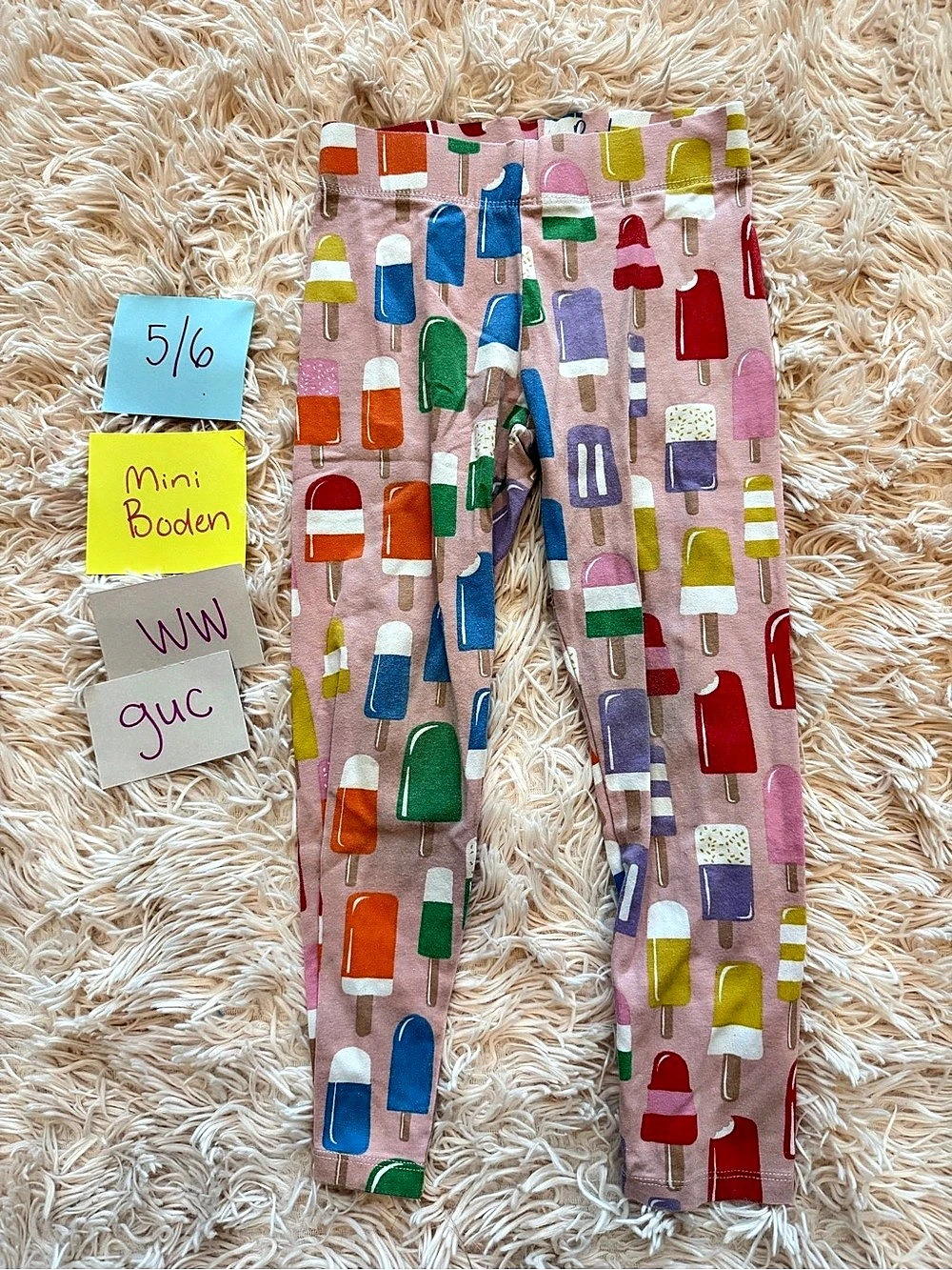 Mini Boden Popsicle Print Leggings Size 5/6 Like New